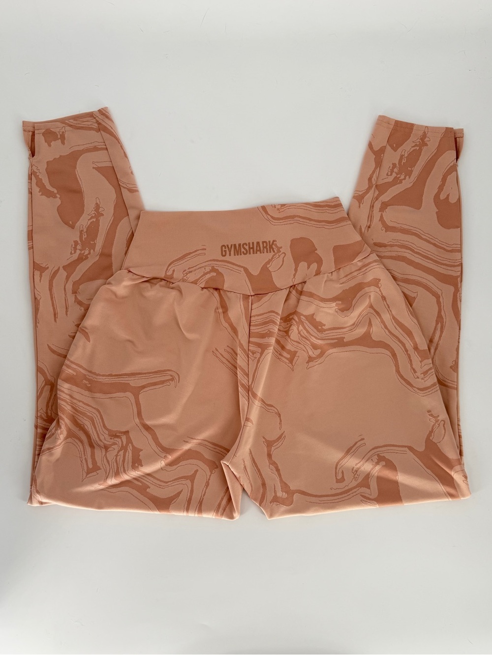 Gymshark GS Power Bottoms gym pants in a light pink marble print